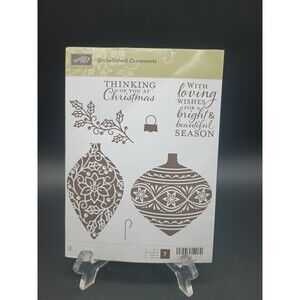 Stampin Up EMBELLISHED Ornaments Stamp Set & DELICATE Ornaments Dies- Incomplete
